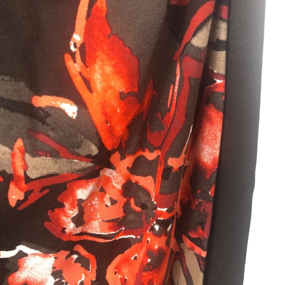 NWT Ann Taylor Brown Orange Floral Faux Wrap Neckline Sleeveless MIDI Dress - Picture 6 of 13